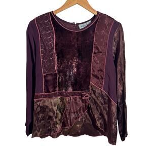 Antilia Dark Romantic Whimsygoth Blouse Top Women M Purple Lagenlook Boho Velvet